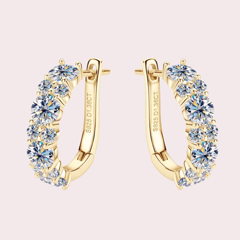 Hoop Stud Earrings - 2.76CT Moissanite