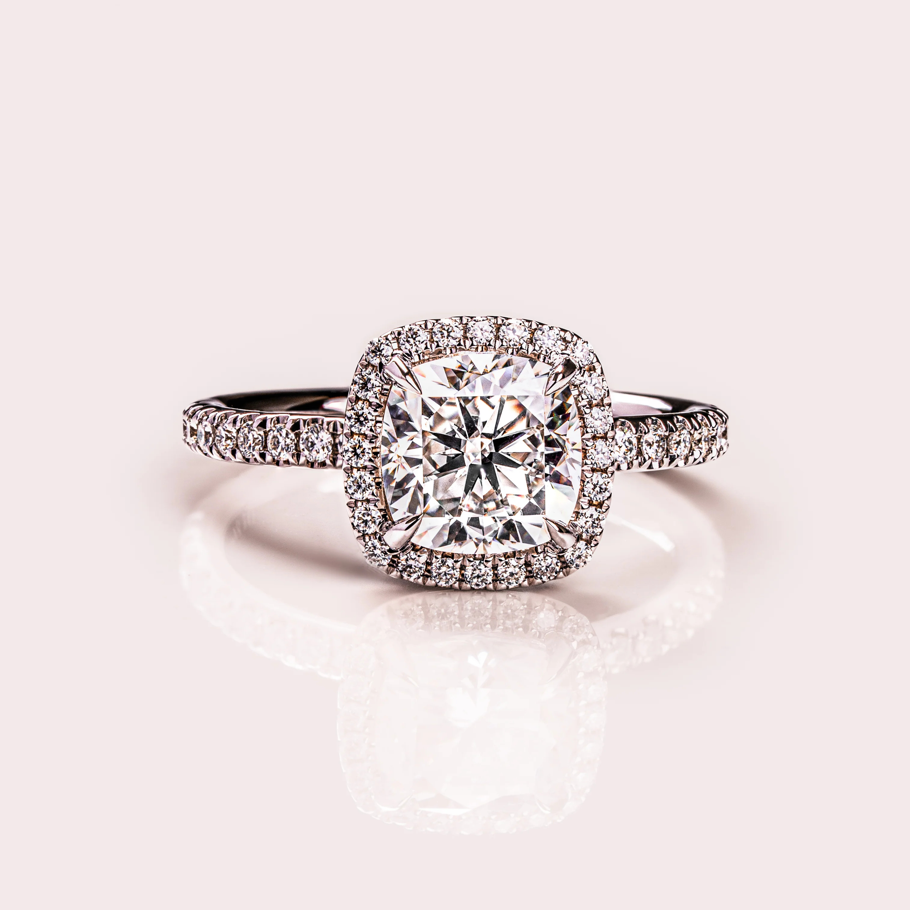 Aurora Halo Moissanite Solitaire Ring