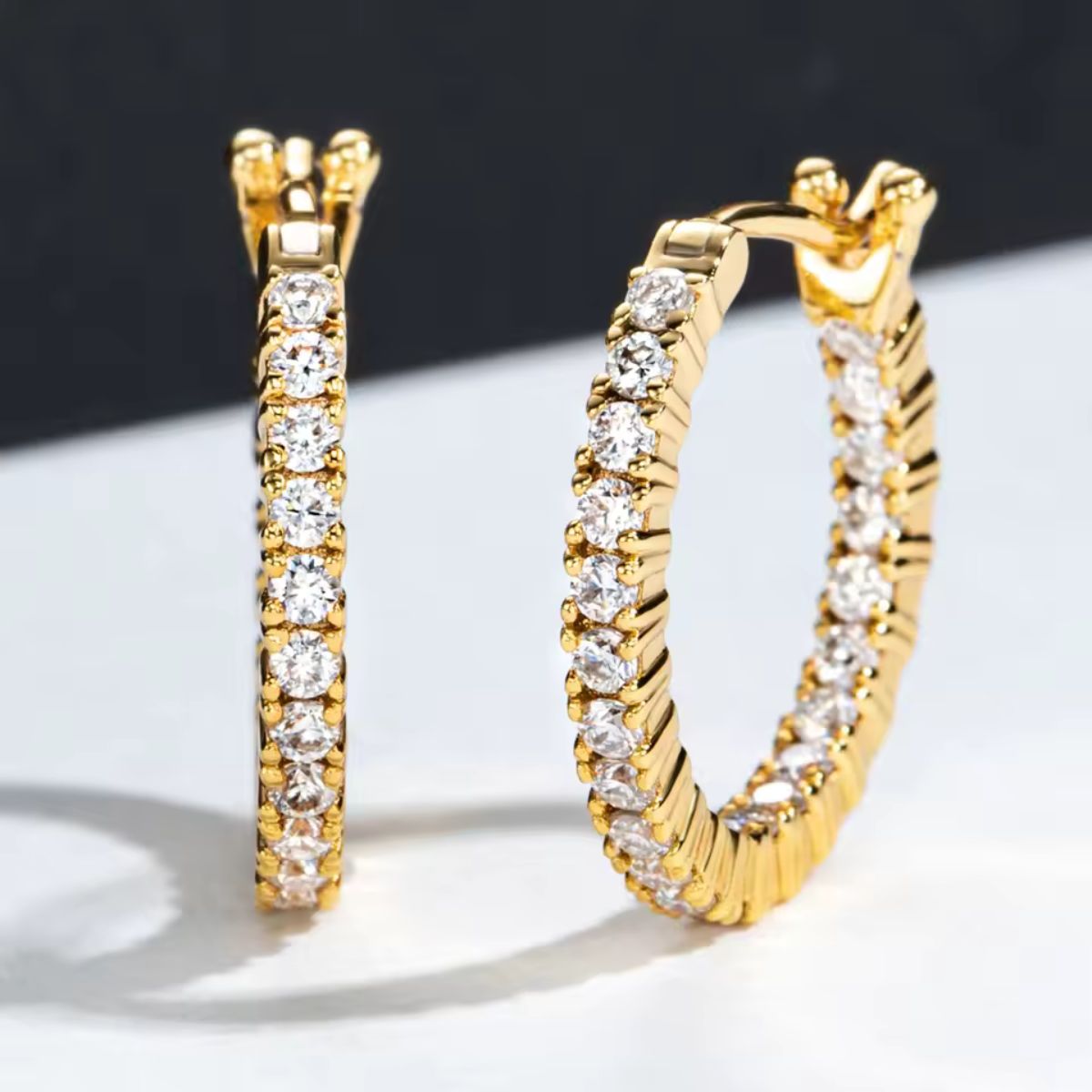 Gold Inside-Out Diamond Hoops