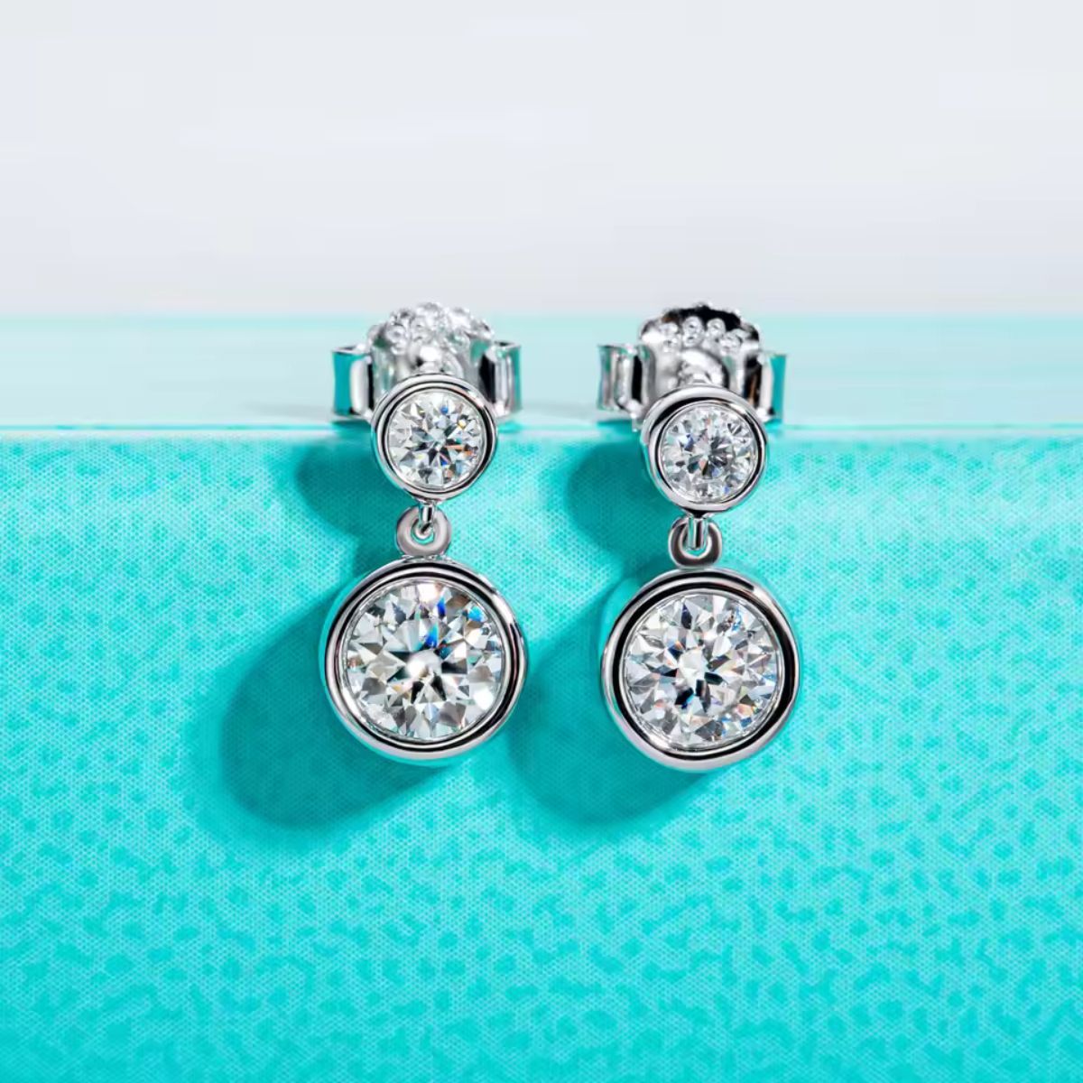 Two-Tier Round Drop Earrings