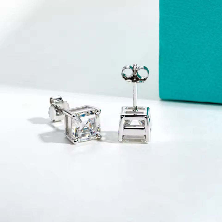 Princess-Cut Stud Earrings