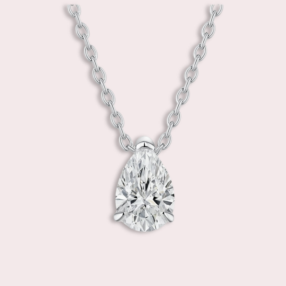 Elegant Teardrop Solitaire Pendant Necklace