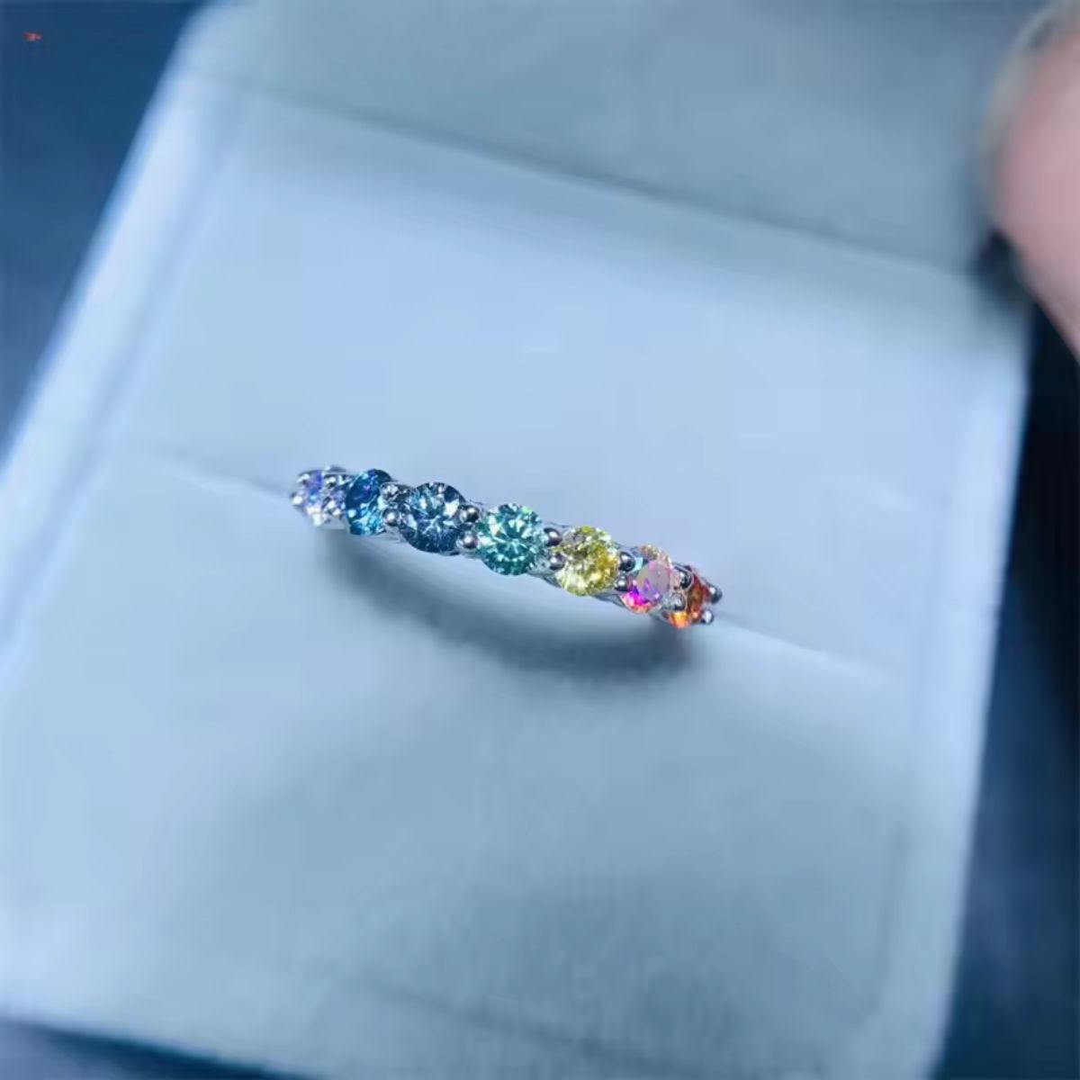 Spectrum Moissanite Band Ring