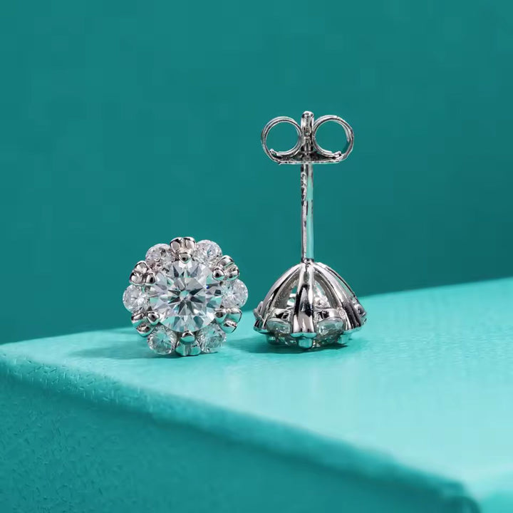 Floral Halo Cluster Stud Earrings