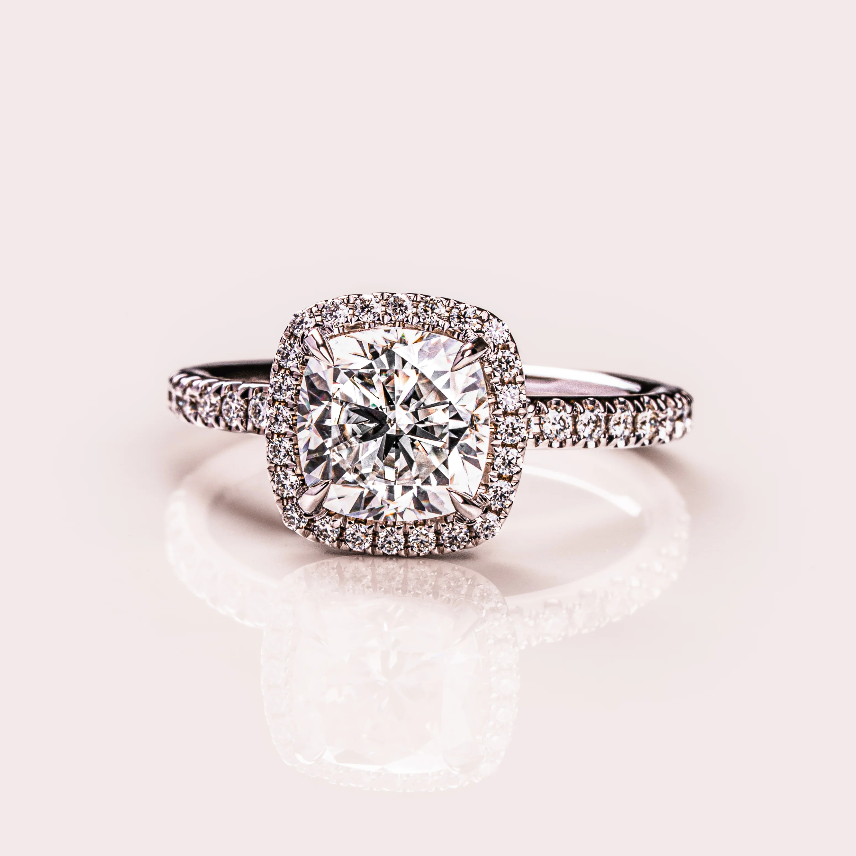 Aurora Halo Moissanite Solitaire Ring