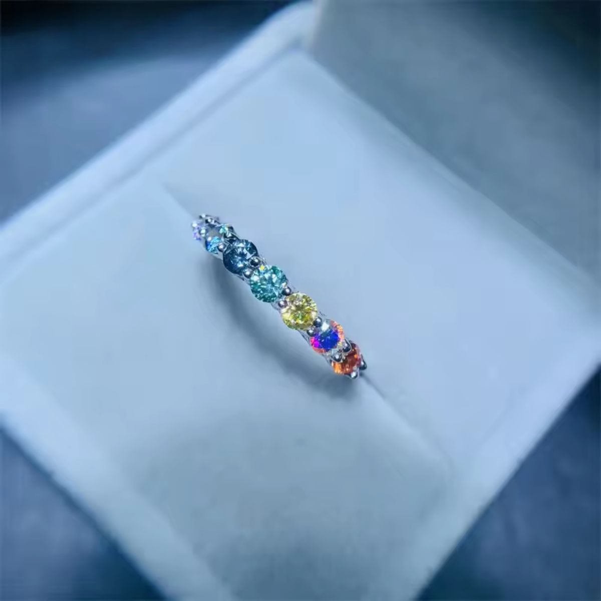 Spectrum Moissanite Band Ring
