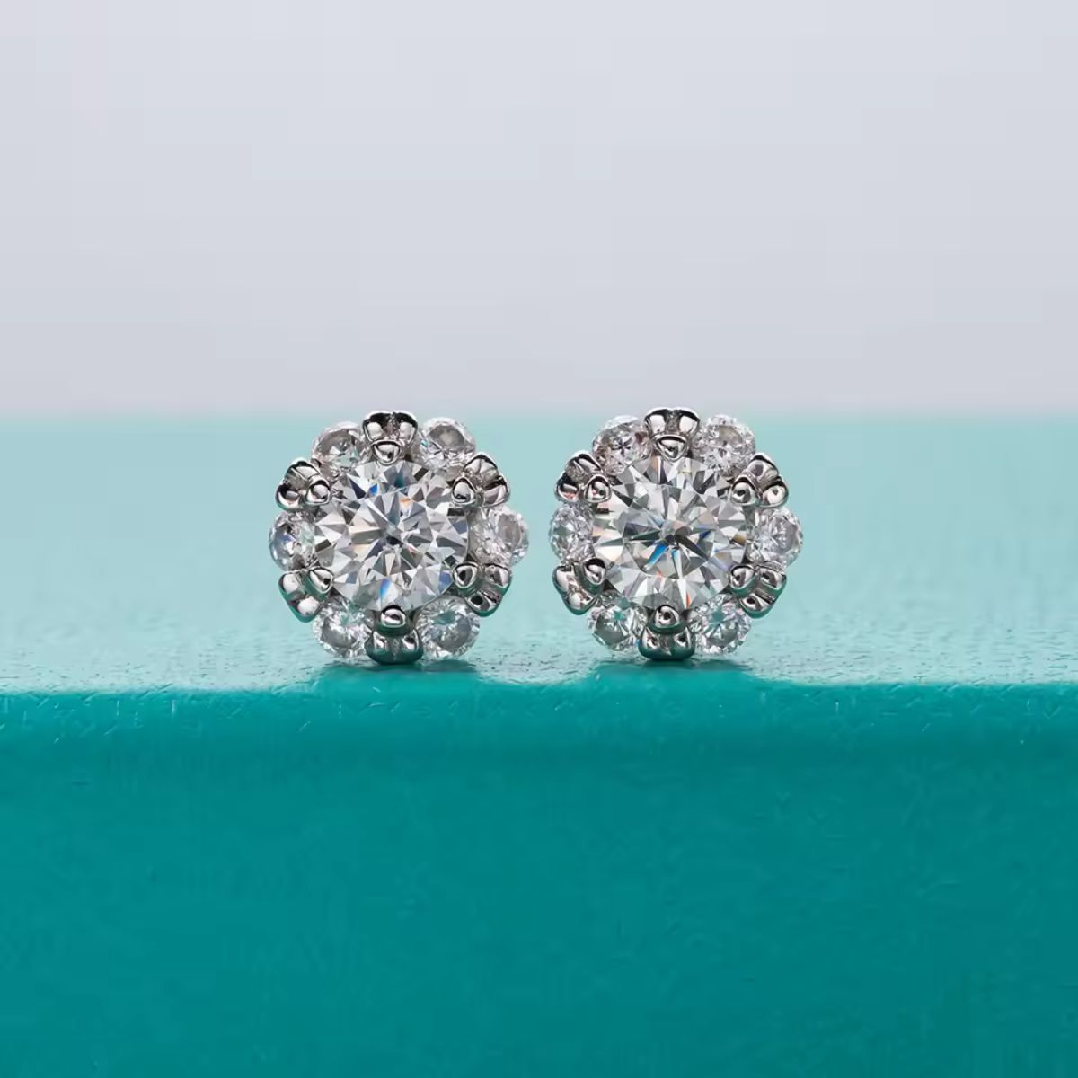 Floral Halo Cluster Stud Earrings