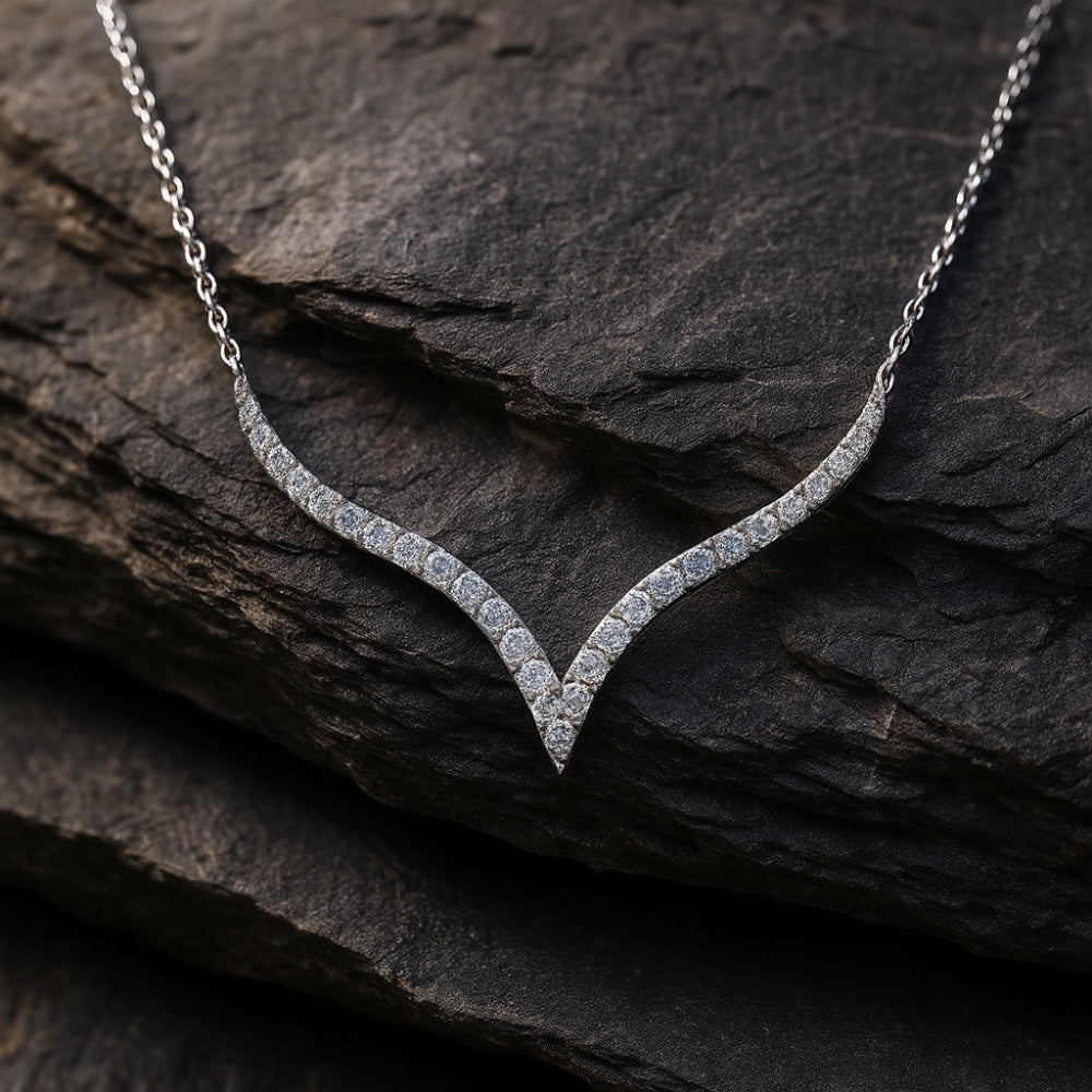 Elegant V-Curve Diamond Necklace