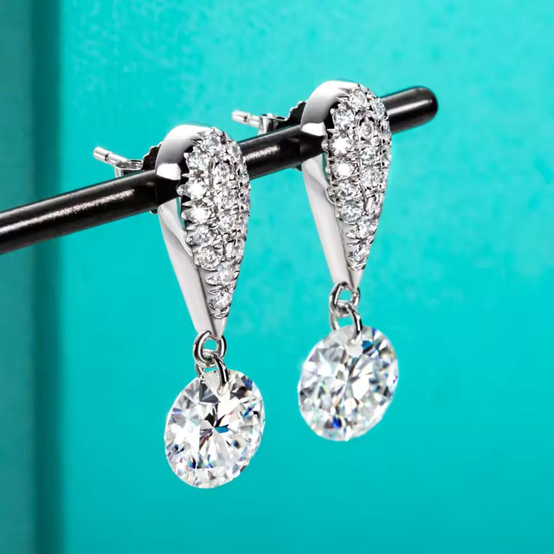 Pear Top Round Dangle Earrings