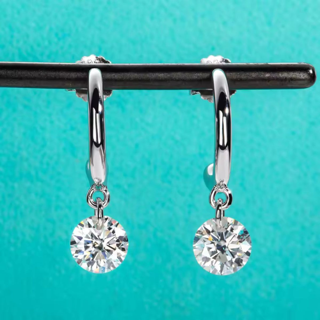 Round Gem J-Hoop Earrings