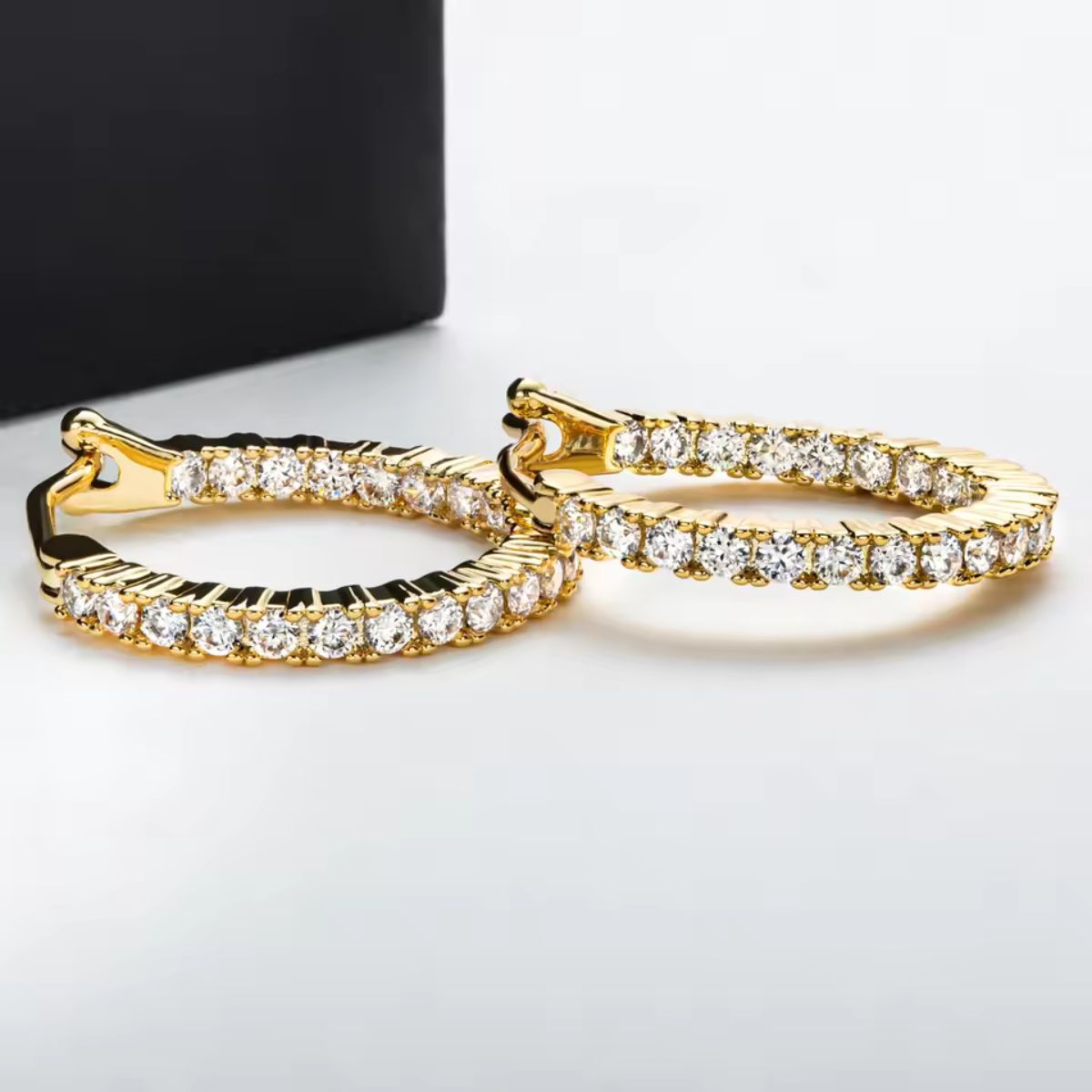 Gold Inside-Out Diamond Hoops