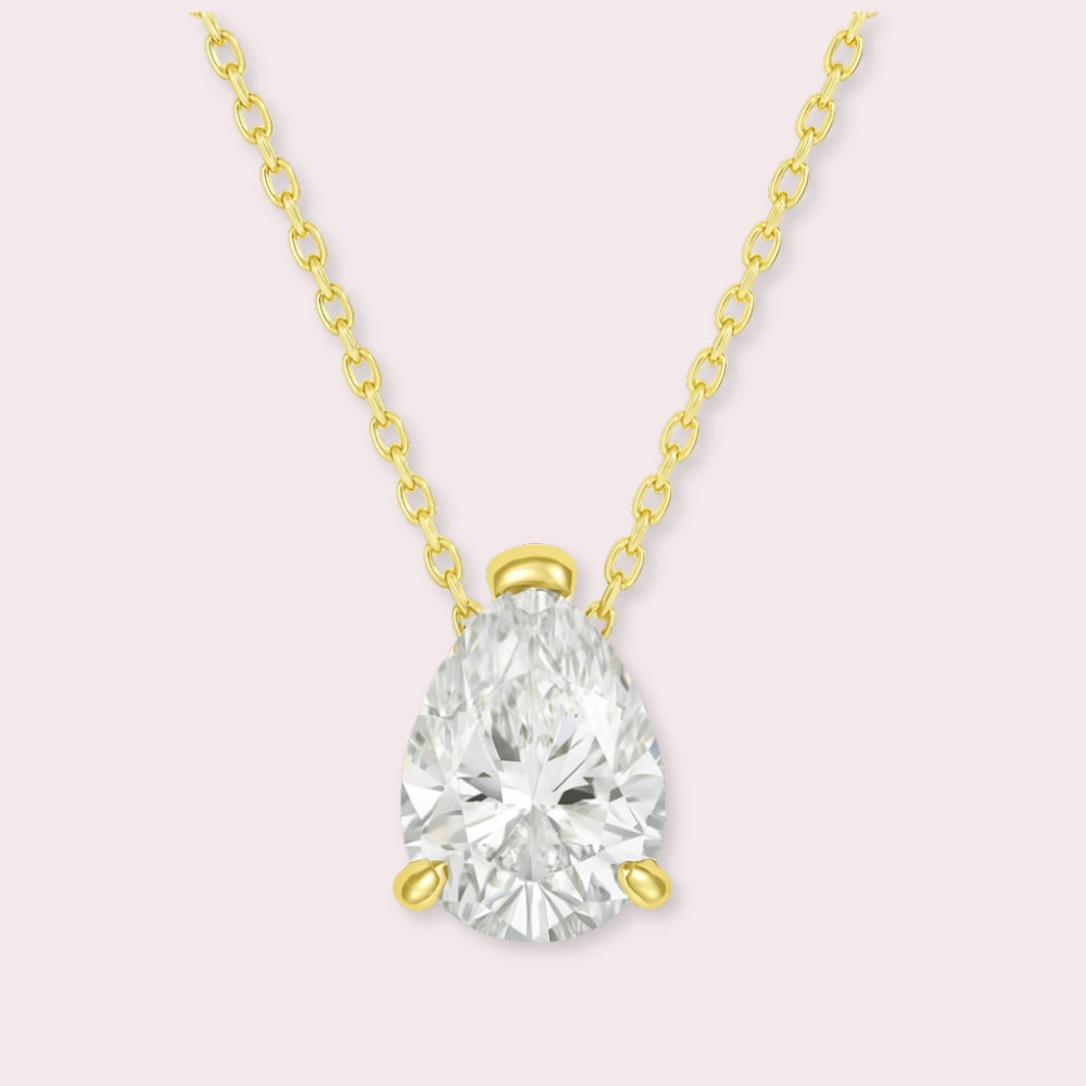 Elegant Teardrop Solitaire Pendant Necklace