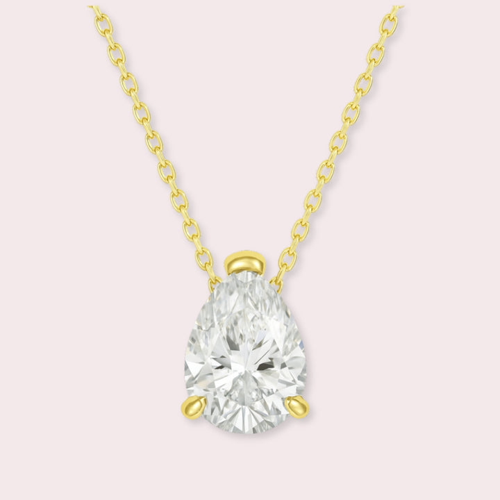 Elegant Teardrop Solitaire Pendant Necklace