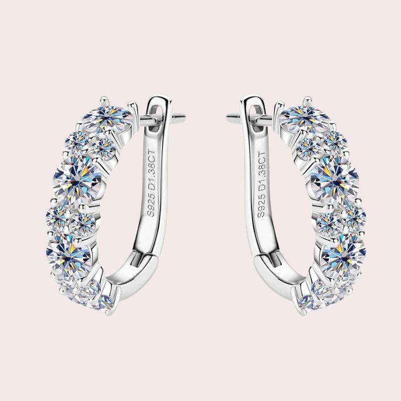 Hoop Stud Earrings - 2.76CT Moissanite