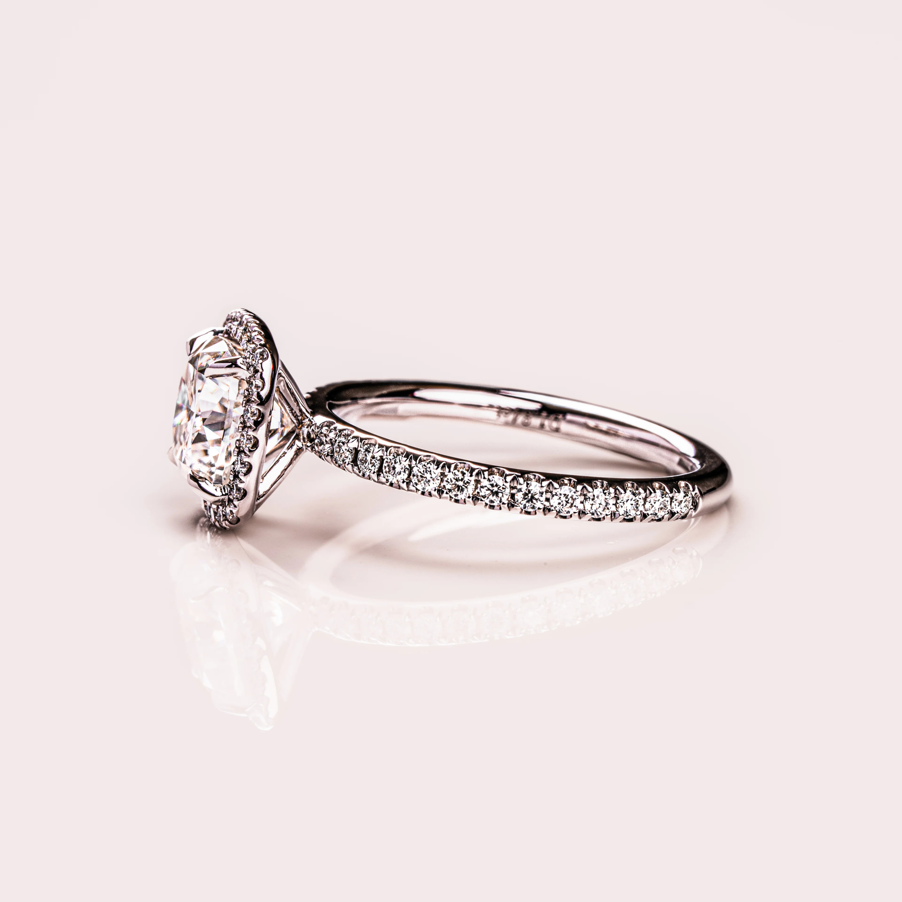 Aurora Halo Moissanite Solitaire Ring