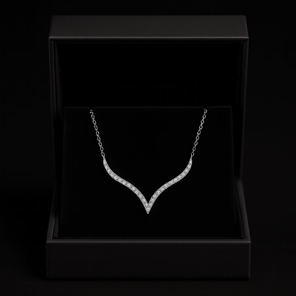 Elegant V-Curve Diamond Necklace