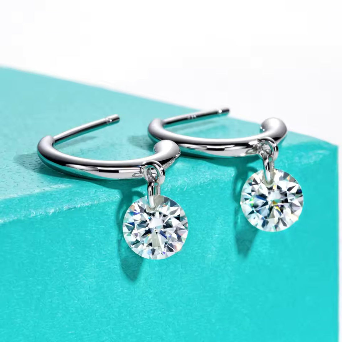 Round Gem J-Hoop Earrings