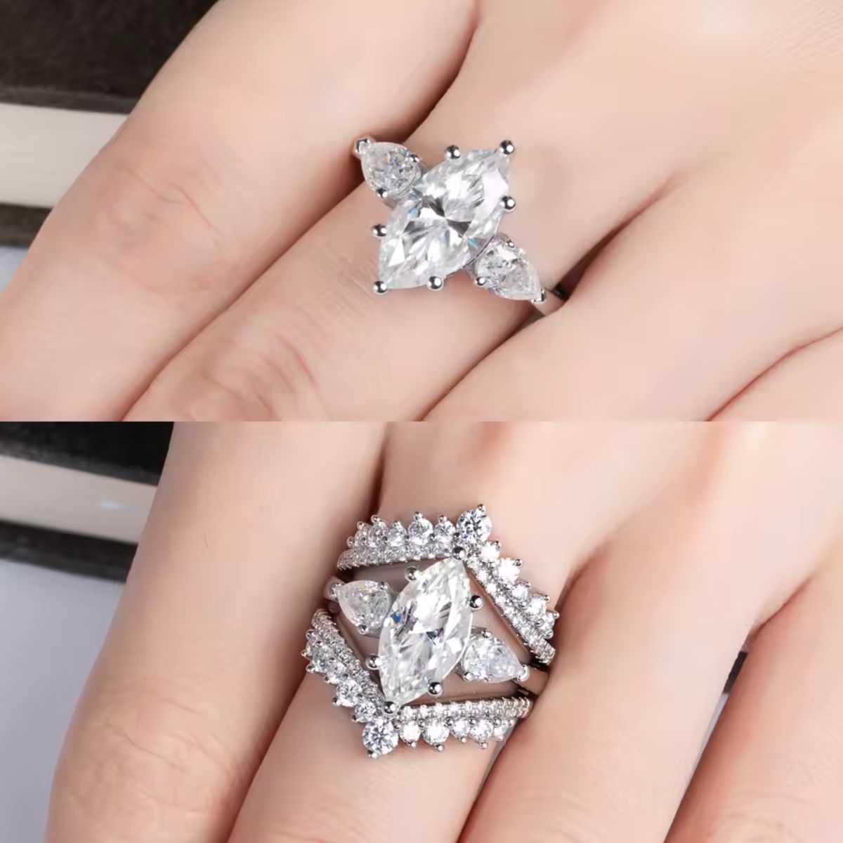 Marquise-Shaped Dangle Ring
