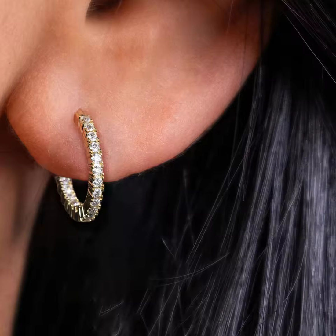 Gold Inside-Out Diamond Hoops