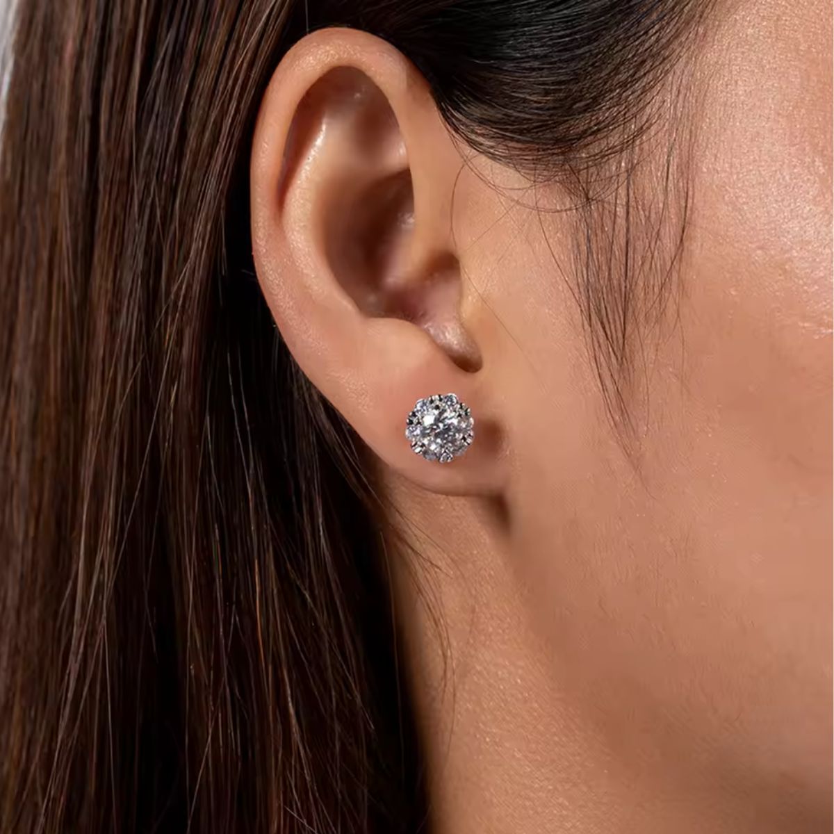 Floral Halo Cluster Stud Earrings