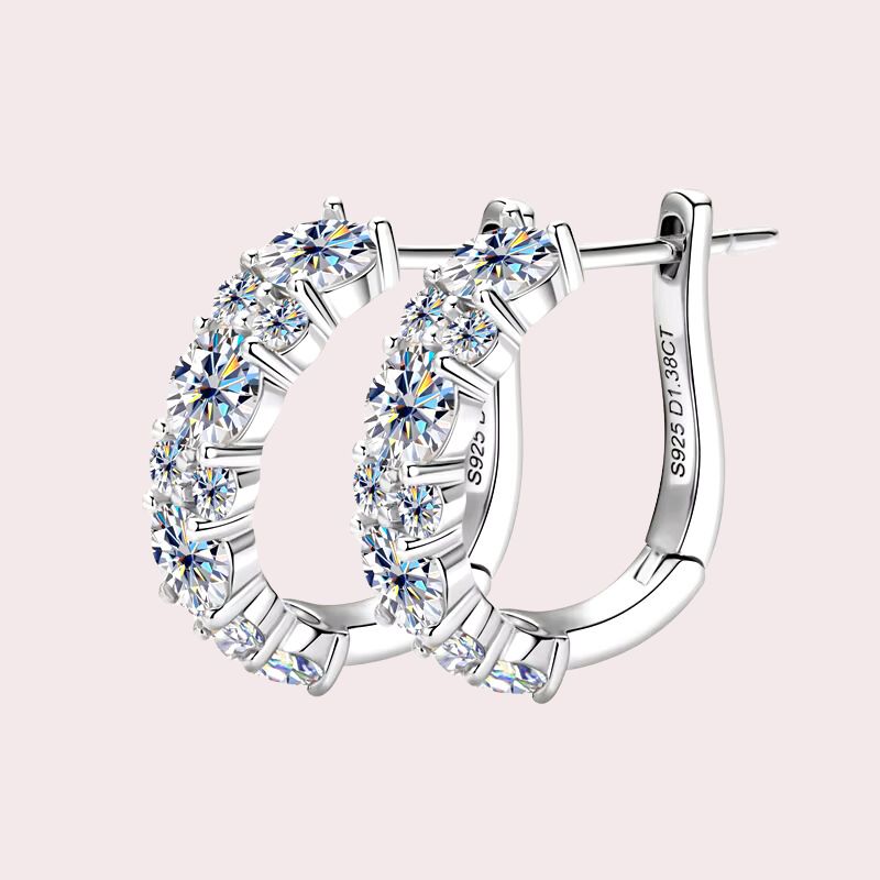 Hoop Stud Earrings - 2.76CT Moissanite