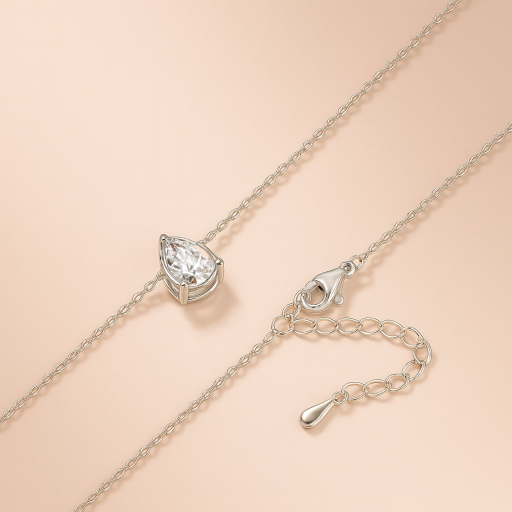 Elegant Teardrop Solitaire Pendant Necklace