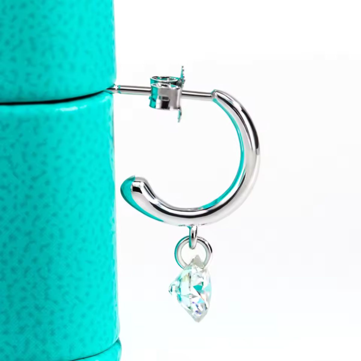 Round Gem J-Hoop Earrings