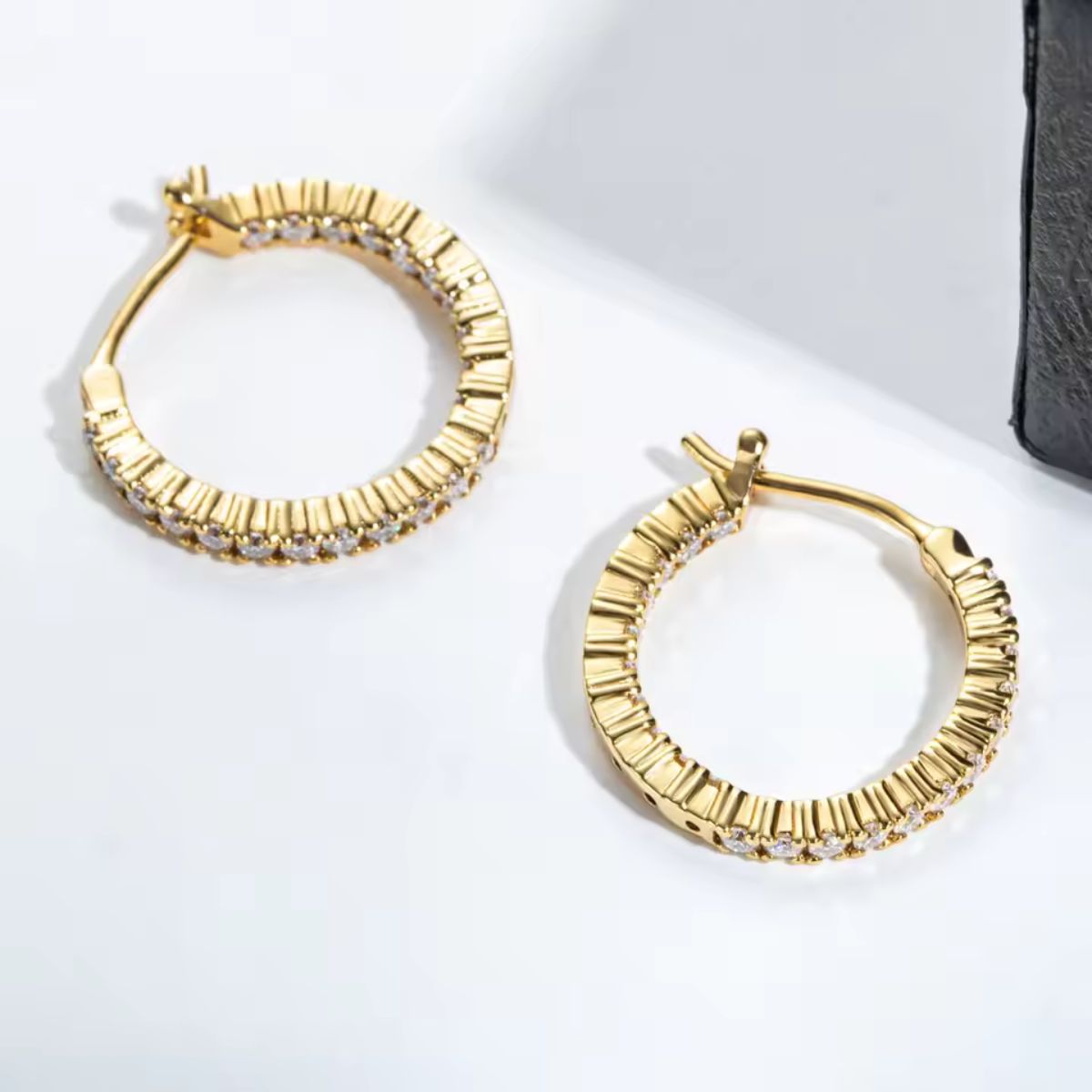 Gold Inside-Out Diamond Hoops