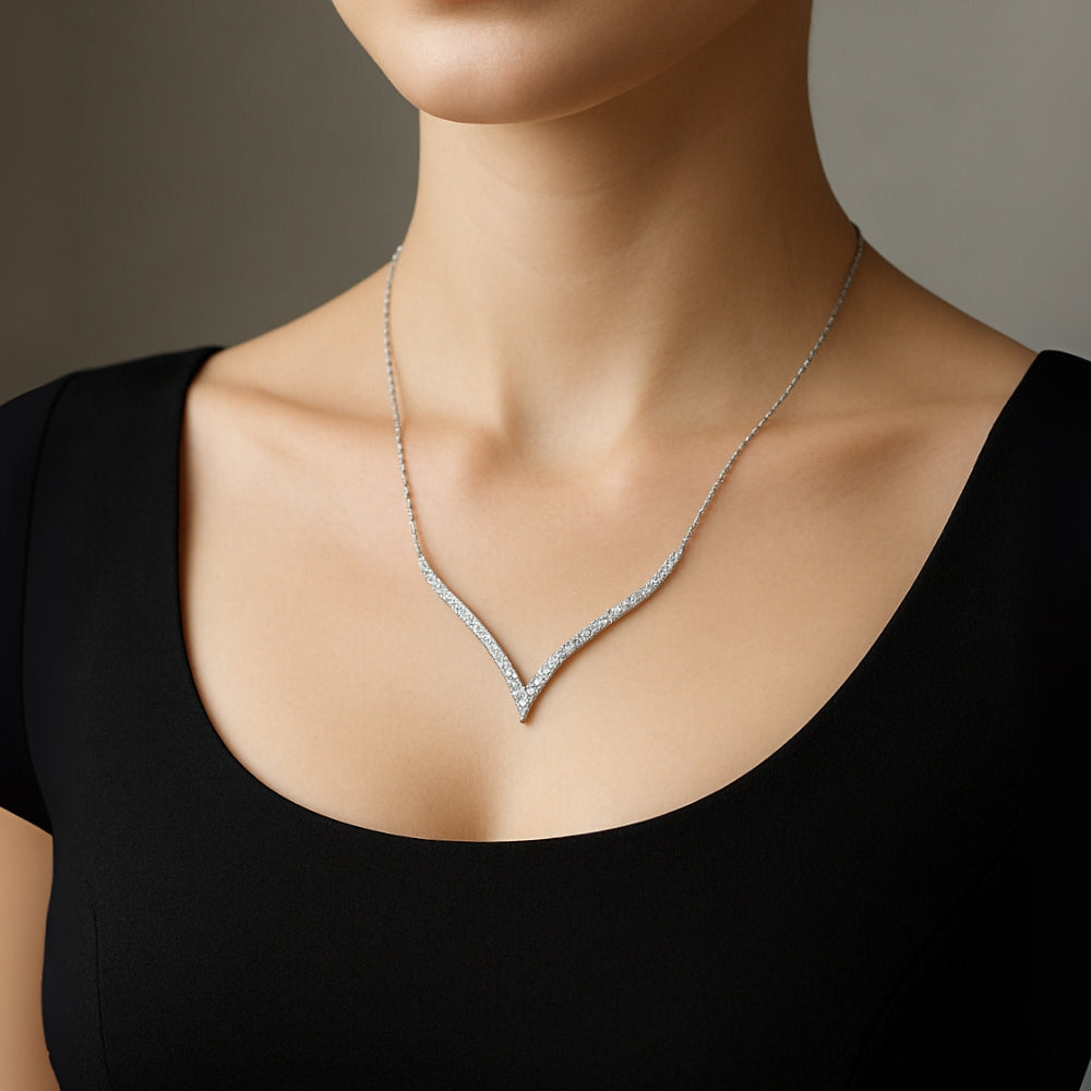 Elegant V-Curve Diamond Necklace
