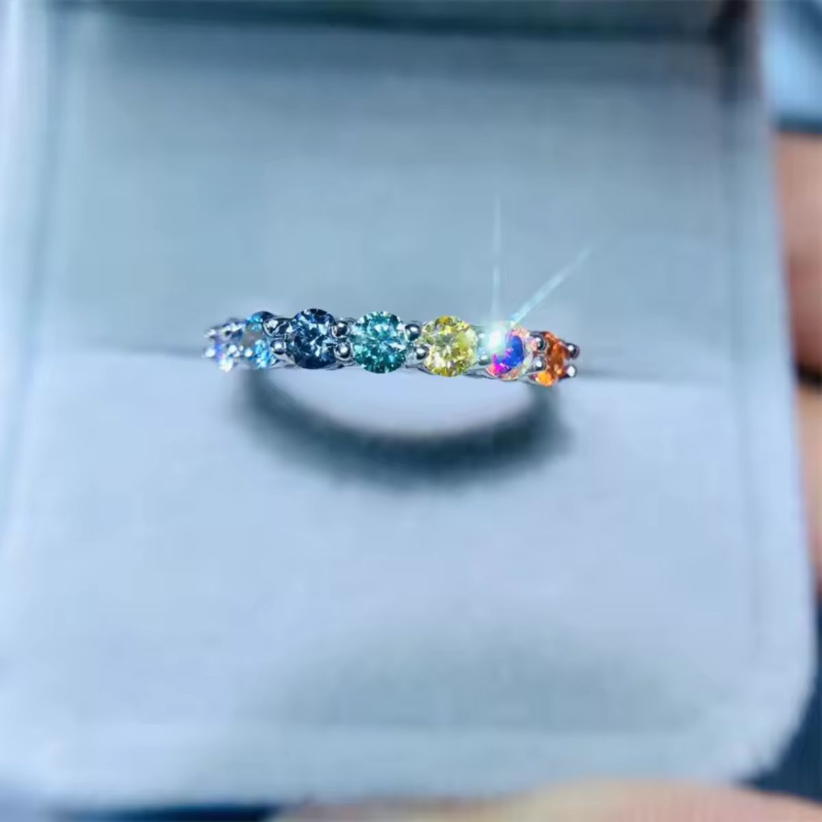 Spectrum Moissanite Band Ring