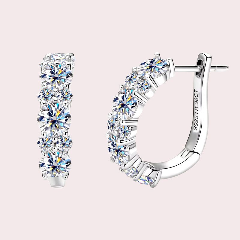 Hoop Stud Earrings - 2.76CT Moissanite