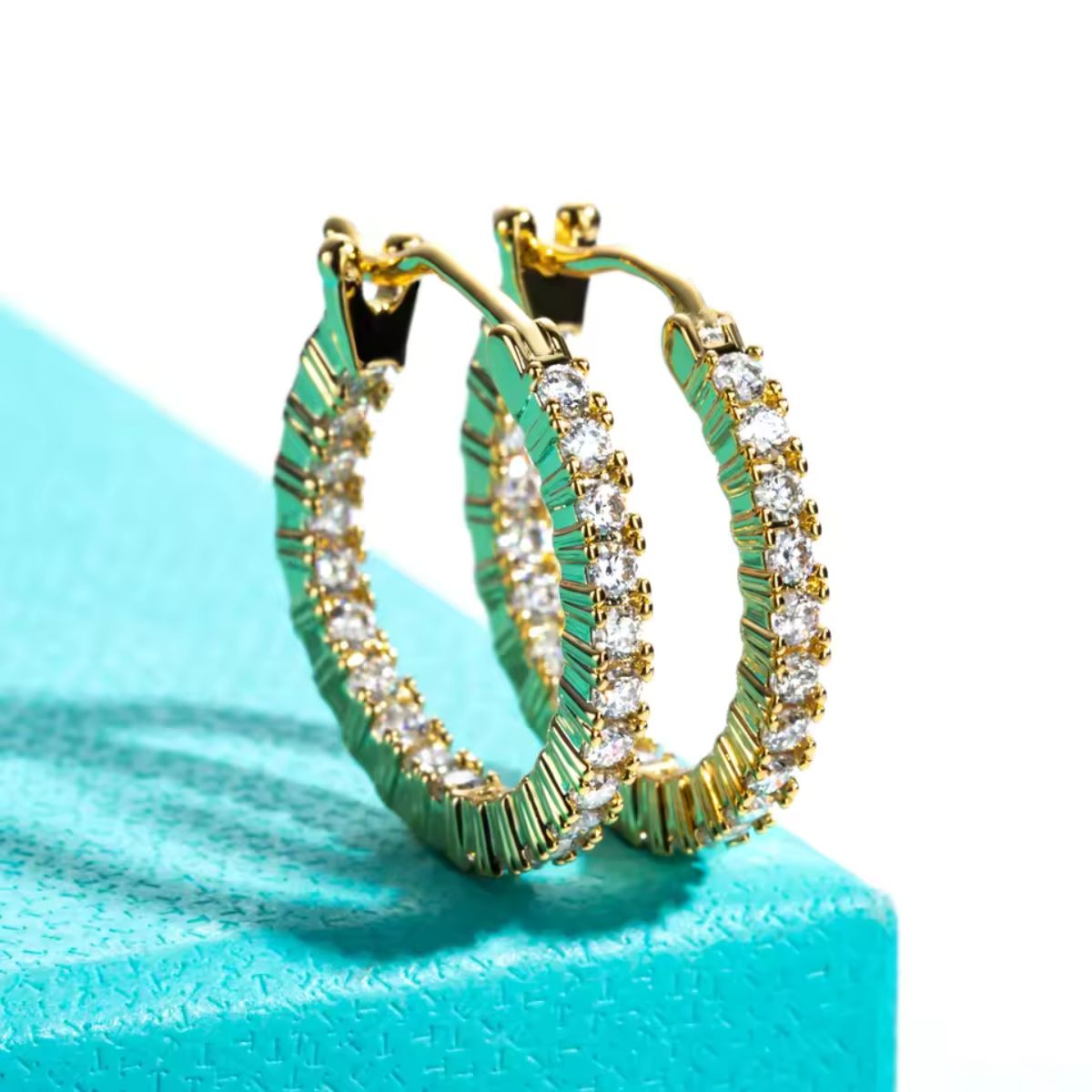 Gold Inside-Out Diamond Hoops