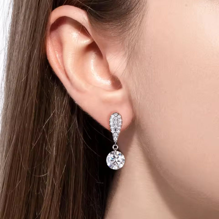 Pear Top Round Dangle Earrings