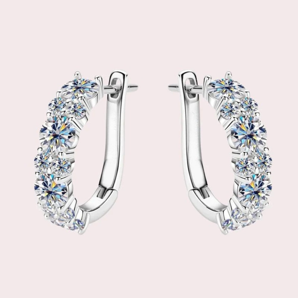 Hoop Stud Earrings - 2.76CT Moissanite