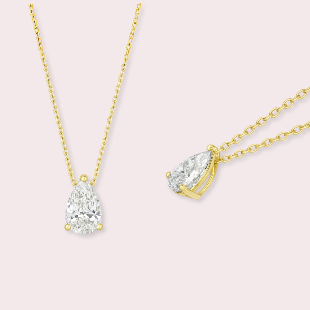 Elegant Teardrop Solitaire Pendant Necklace