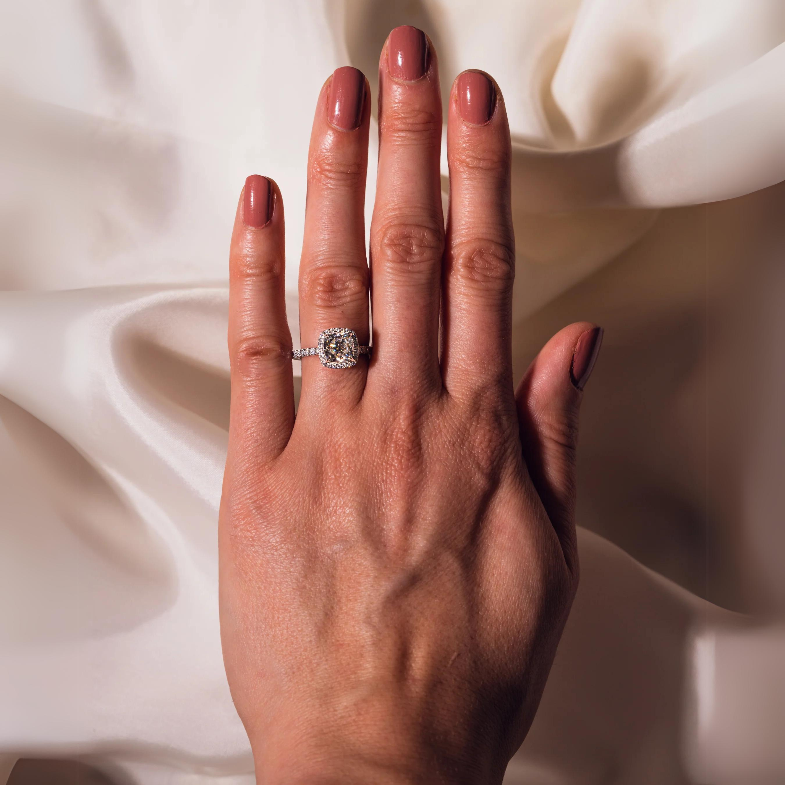 Aurora Halo Moissanite Solitaire Ring