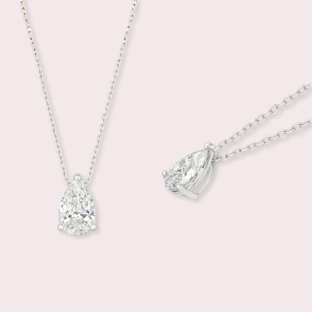 Elegant Teardrop Solitaire Pendant Necklace