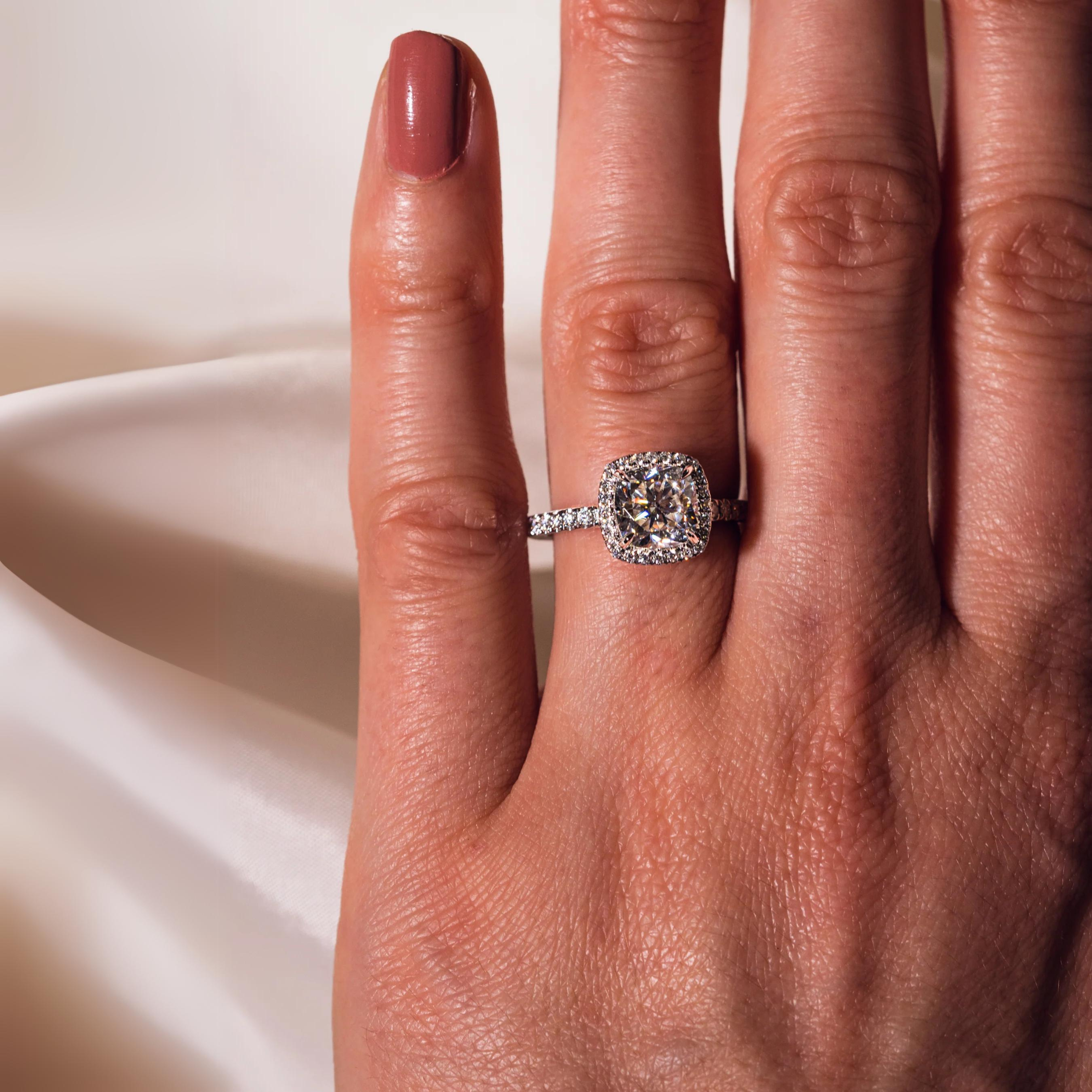 Aurora Halo Moissanite Solitaire Ring