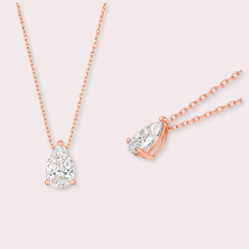 Elegant Teardrop Solitaire Pendant Necklace
