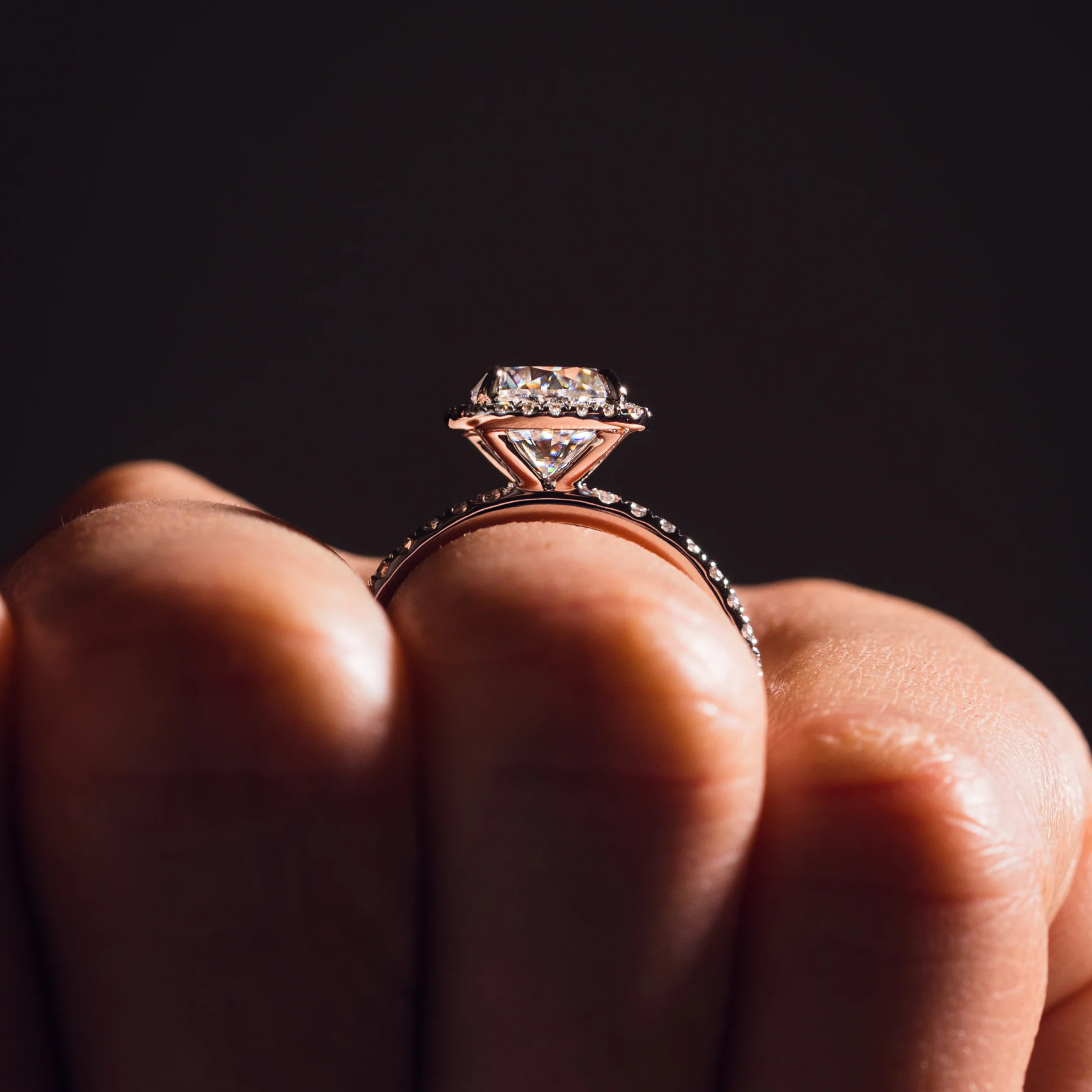 Aurora Halo Moissanite Solitaire Ring