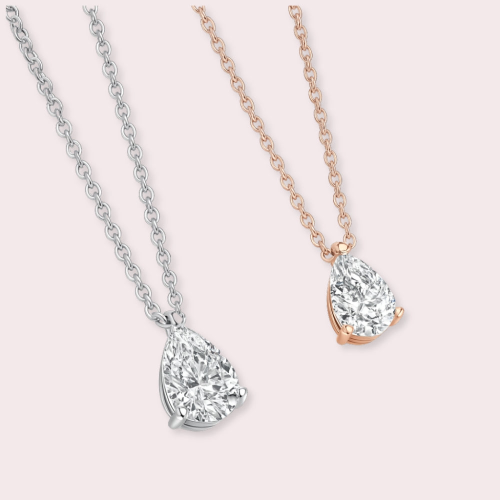 Elegant Teardrop Solitaire Pendant Necklace