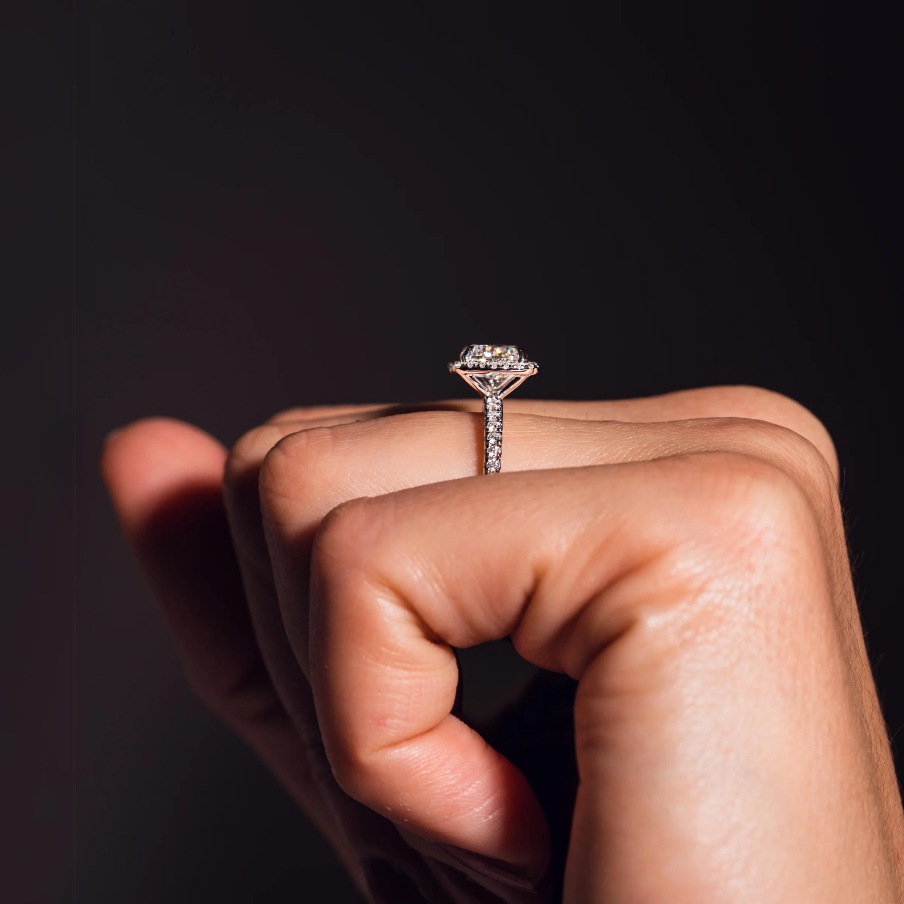 Aurora Halo Moissanite Solitaire Ring