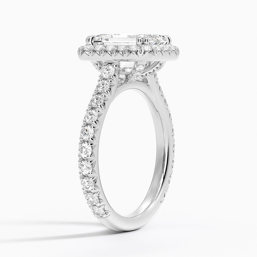 Elegant Emerald Halo Ring Set