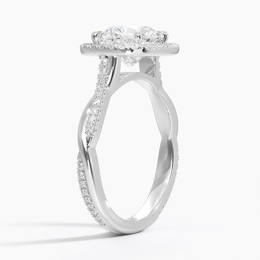 Twisted Halo Round Ring Set