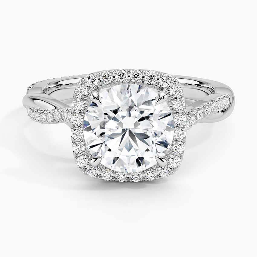 Twisted Halo Round Ring Set