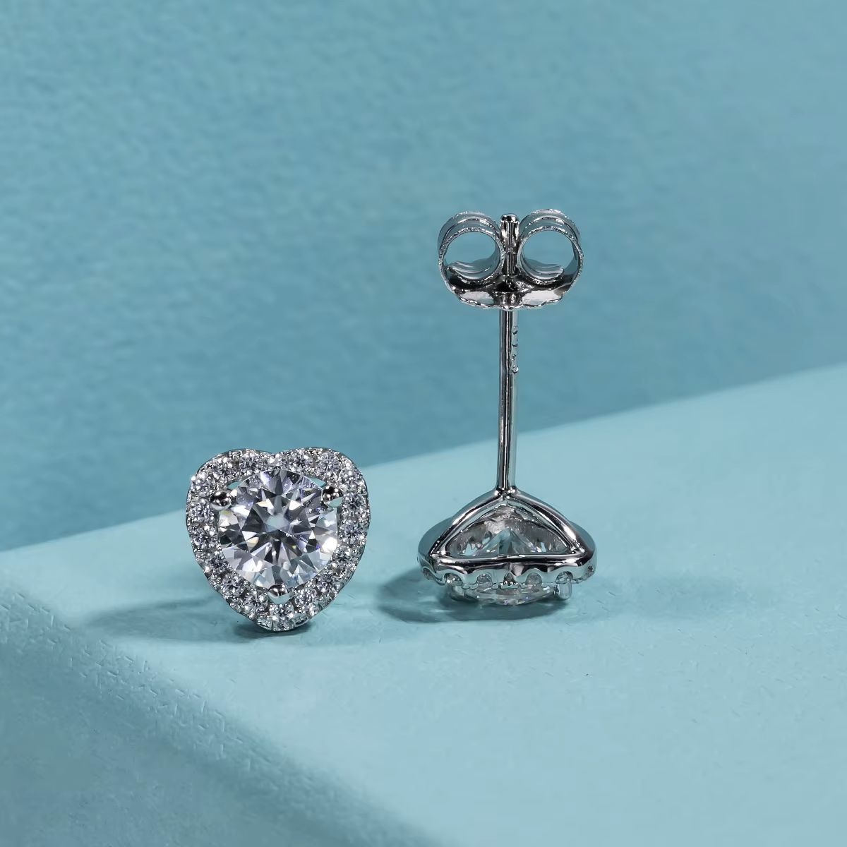 Halo Heart Stud Earrings