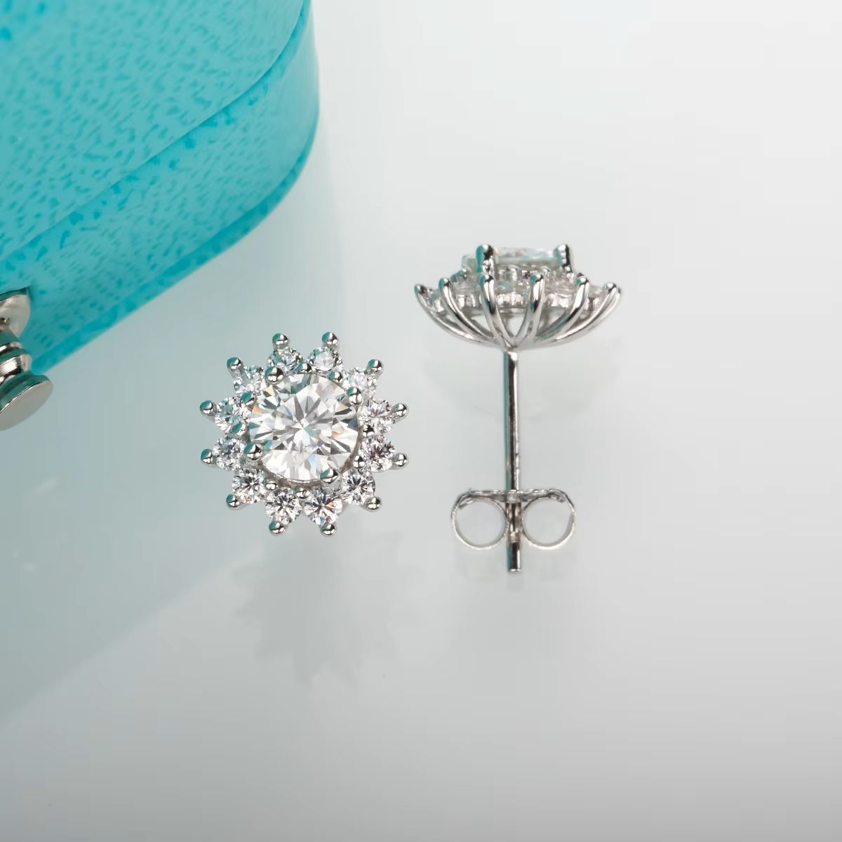 Floral Halo Cluster Stud Earrings
