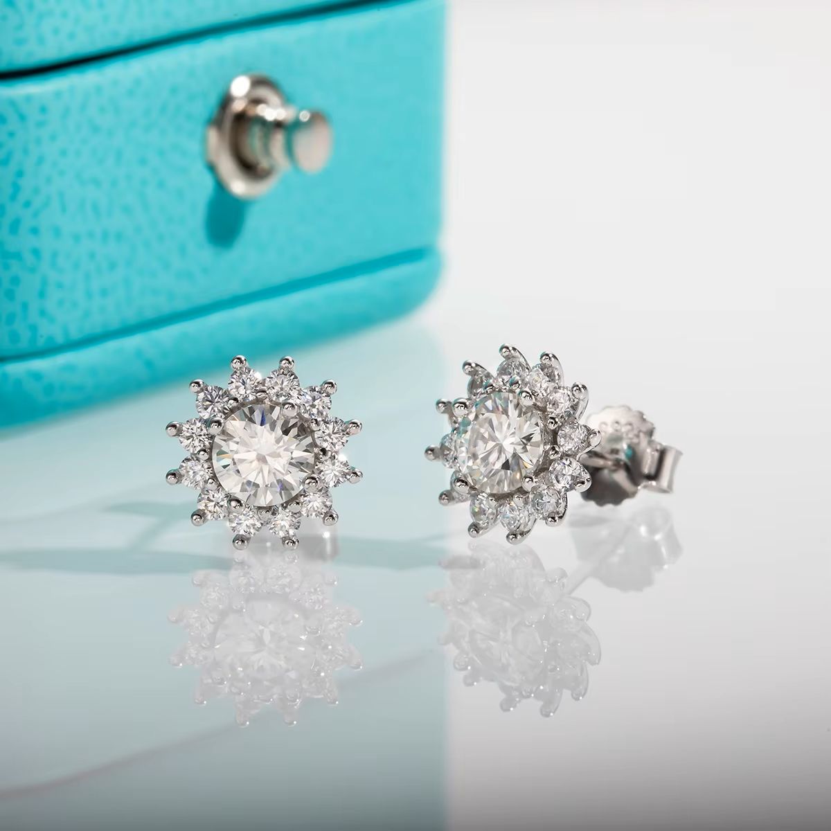 Floral Halo Cluster Stud Earrings