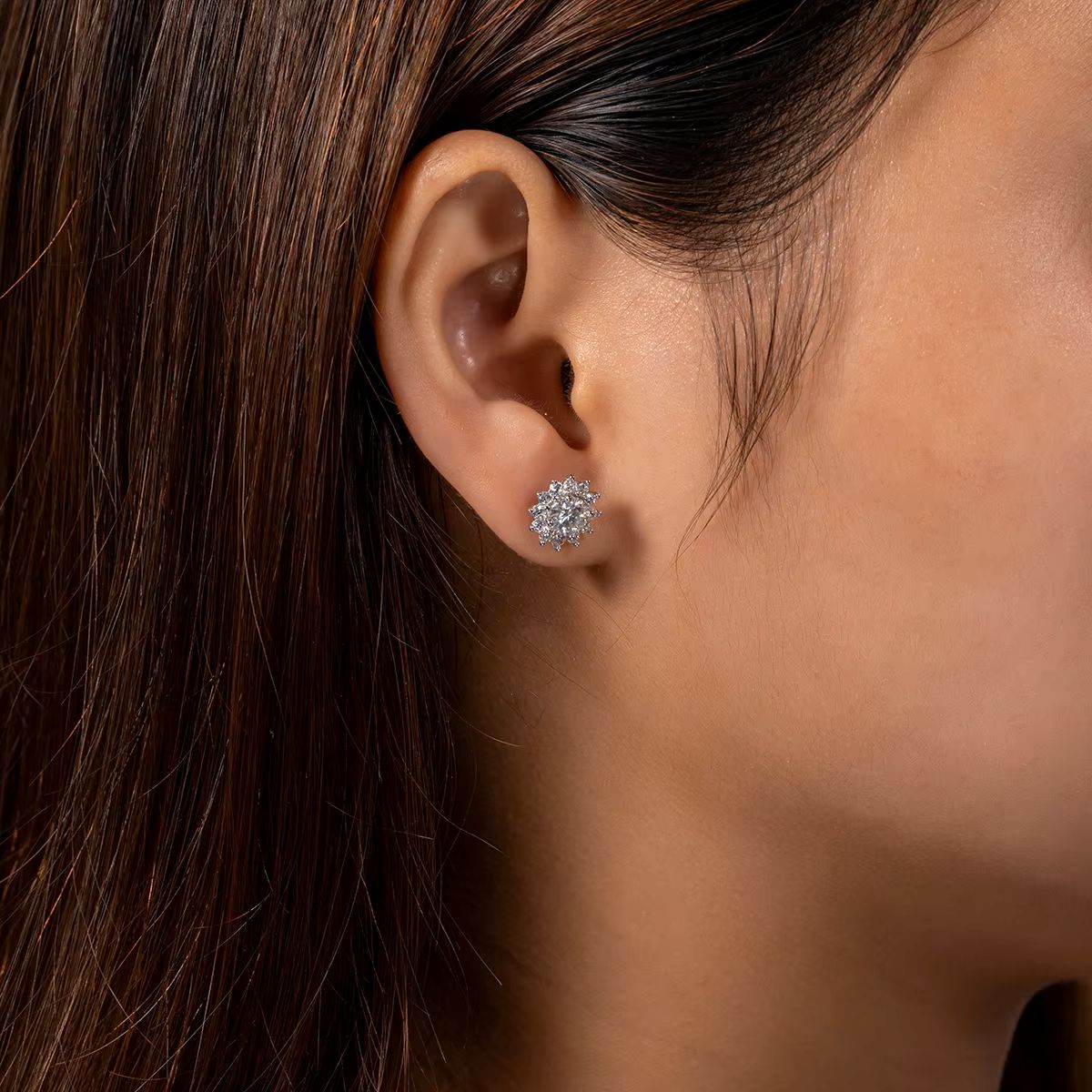 Floral Halo Cluster Stud Earrings