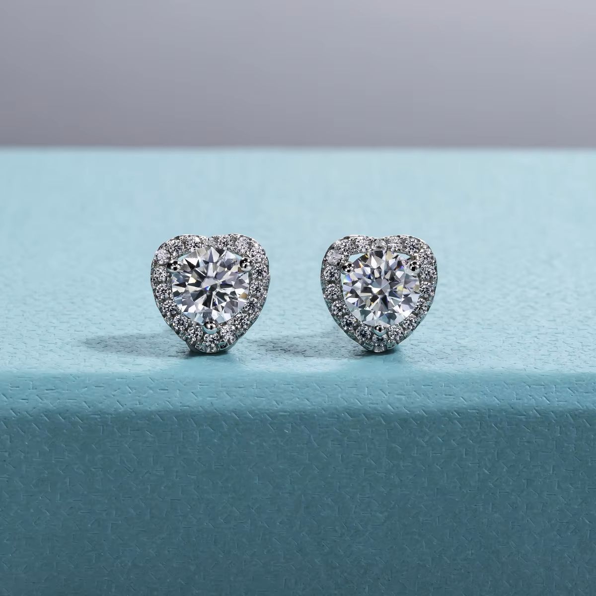Halo Heart Stud Earrings